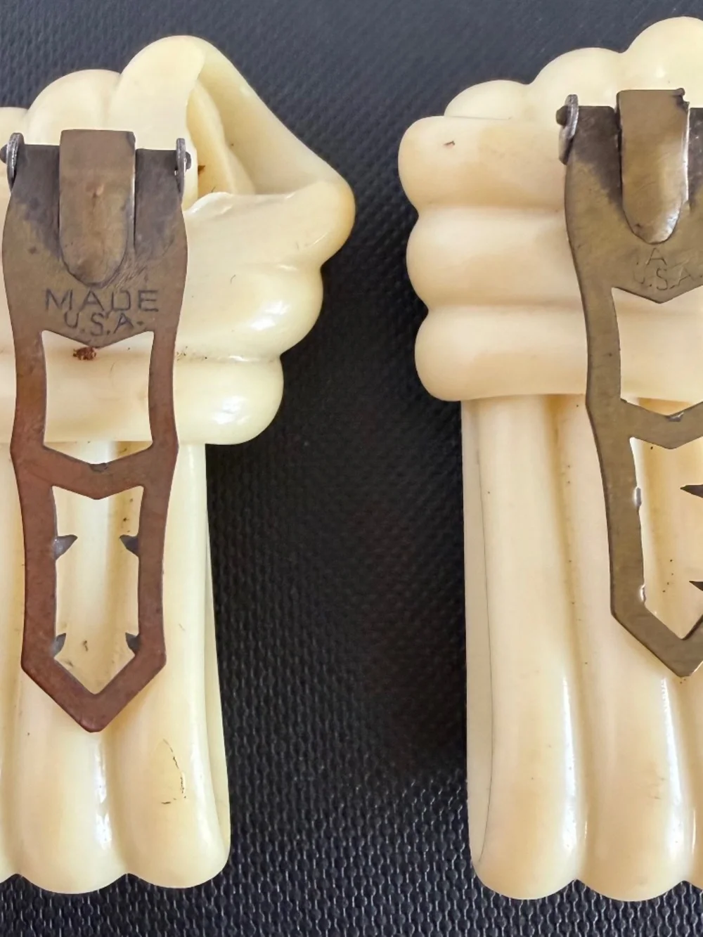 1930s-1940s Art Deco Celluloid Dress Clips